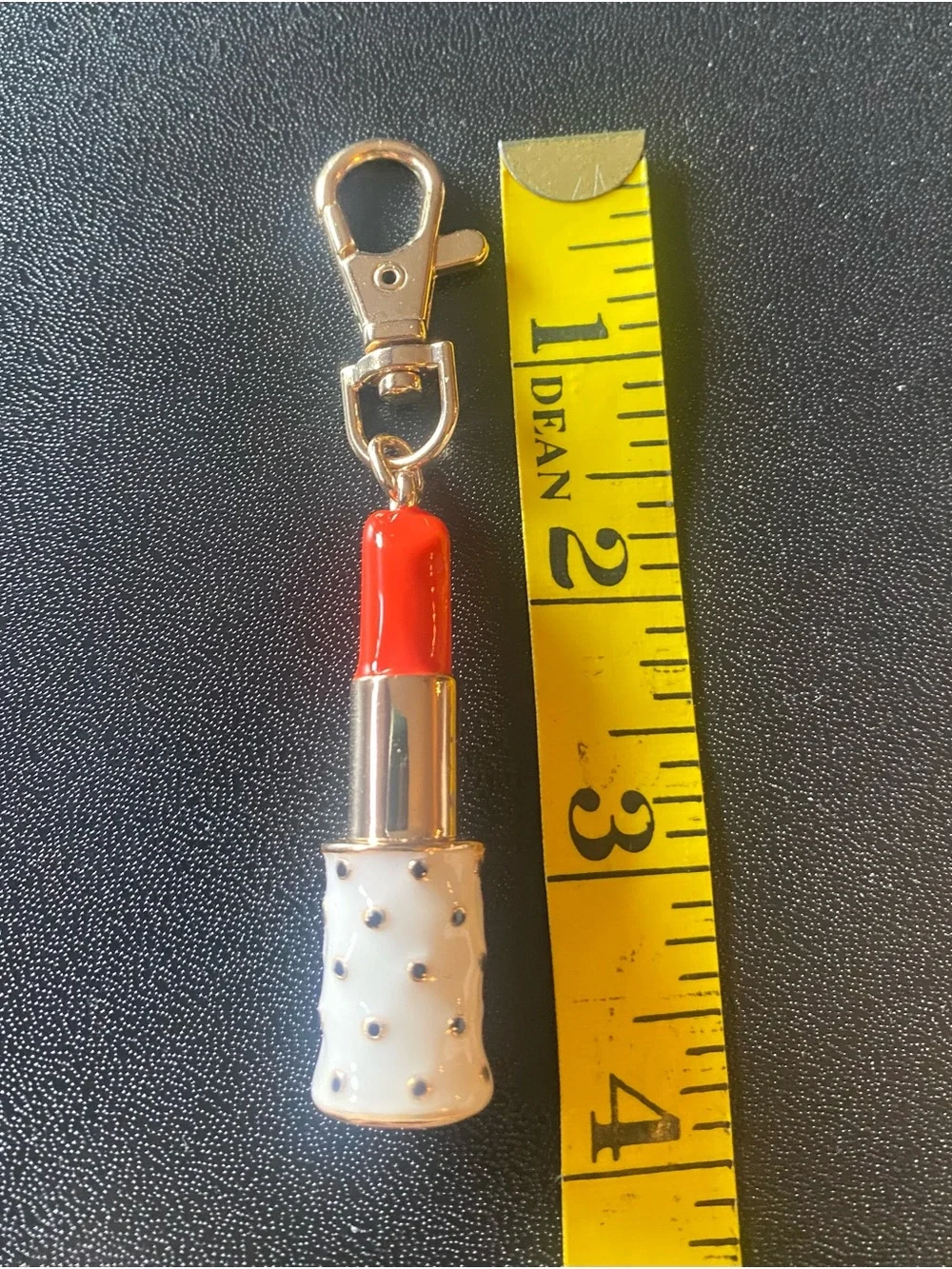 Kate Spade for Target Red Lipstick gold & cream bag charm or key chain NWOT - Picture 3 of 6
